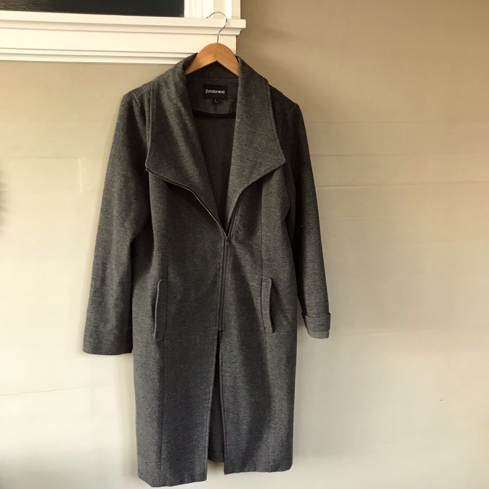 Betabrand Long Zipper Front Day Coat